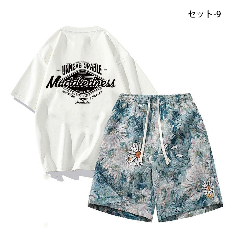 話題沸騰中 カジュアル 16種類選択可 半袖Tシャツⅹパンツセット-A829