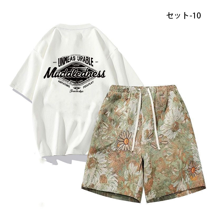 話題沸騰中 カジュアル 16種類選択可 半袖Tシャツⅹパンツセット-A829