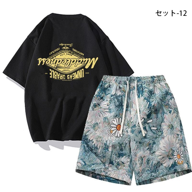 話題沸騰中 カジュアル 16種類選択可 半袖Tシャツⅹパンツセット-A829