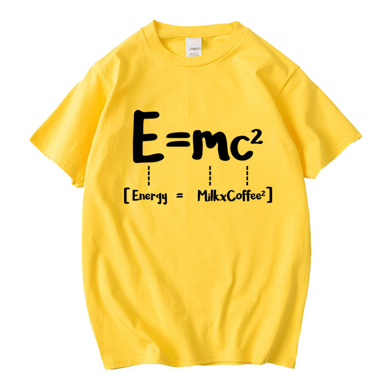 早い者勝ち おすすめ 質量とエネルギーの等価性 E = mc² プリントロゴ 半袖 Tシャツ-A2352