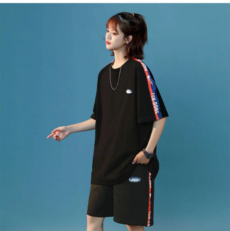 今季マストバイ カジュアル ルーズ 半袖Tシャツⅹパンツセット全2色<ins-8197>