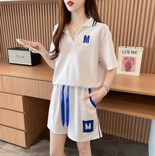 売り切れ必至 ルーズ  半袖Tシャツⅹパンツセット全2色<ins-8190>