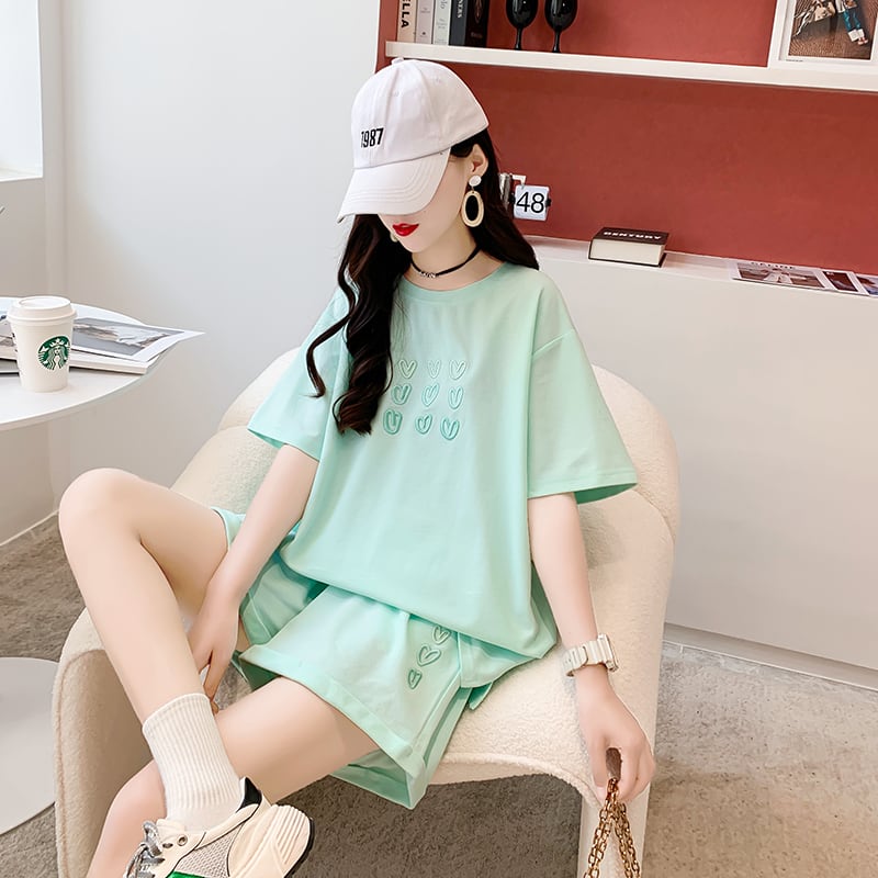 売り切れ必至 上質 カジュアル ルーズ 半袖Tシャツⅹパンツセット全3色 <ins-8234>