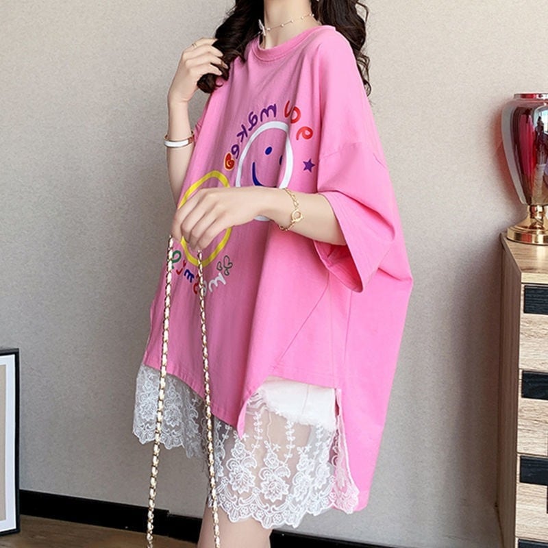 新作 レイヤード風 ロゴ プリント ゆったり 半袖 Tシャツ 全3色<ins-4948>