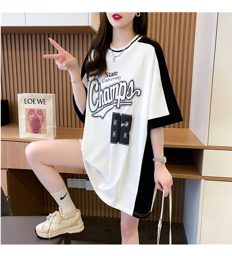 絶対流行 個性的なデザイン 一目惚れ 2色選択可 プリント Tシャツ カットソー<ins-8279>