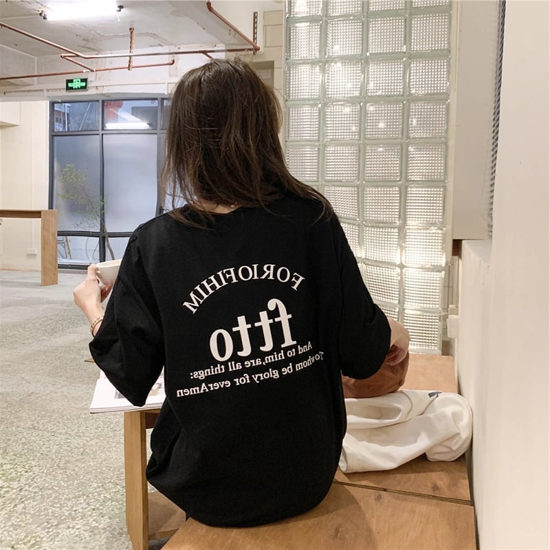 美人度アップ チャーミング プリント Tシャツ カットソー ワンピース<ins-3602>