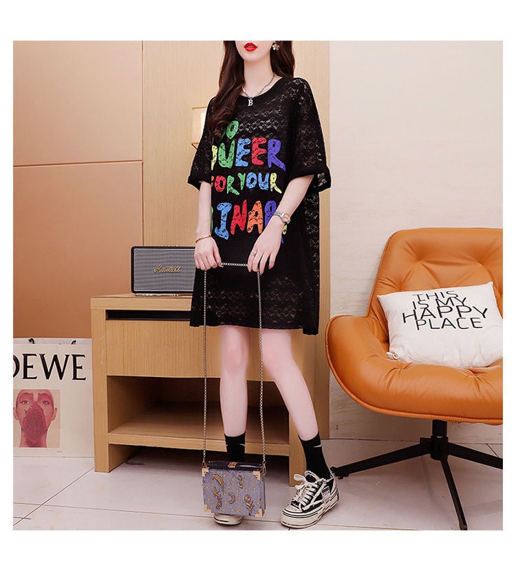 話題沸騰中 レース 透かし彫り  2色選択 半袖Tシャツ<ins-8525>