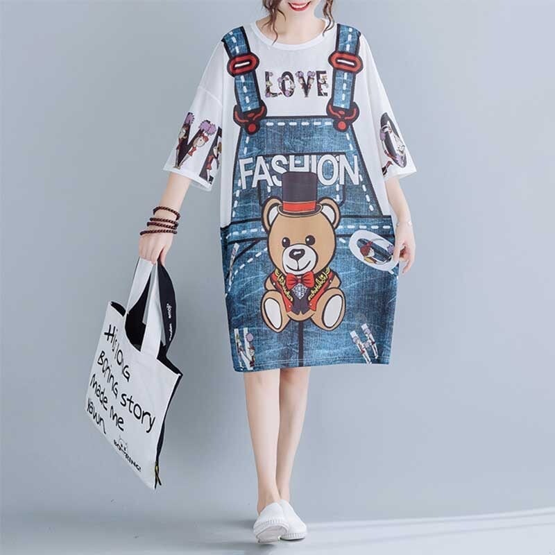 旅行Tシャツ レディース 夏 膝丈 プリント 大きいサイズ ゆったりさらっと涼しい <ins-656>