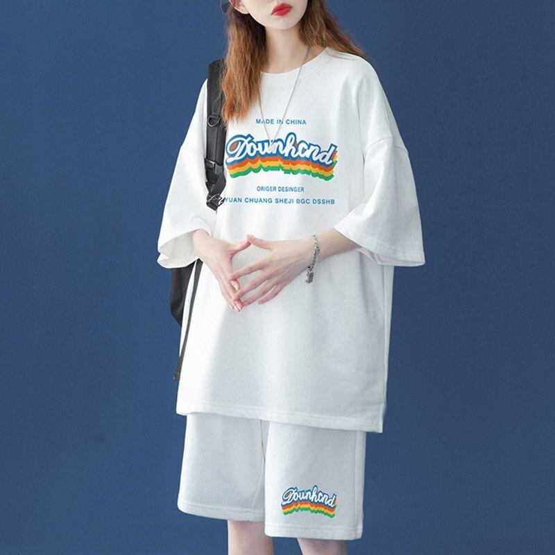【半額セール】早い者勝ち 半袖Tシャツⅹパンツセット全4色 男女兼用<ins-6553>