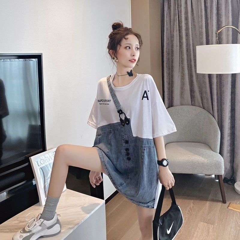 個性的なデザイン 一目惚れ 2色選択可 レイヤード風 Tシャツ カットソー<ins-8286>