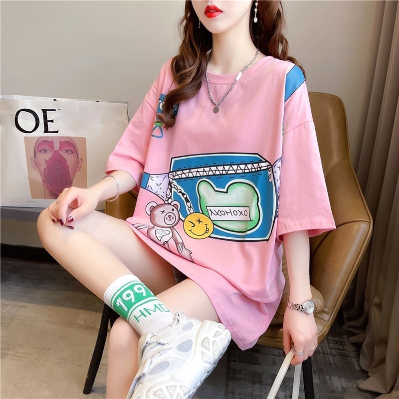 個性的なデザイン 一目惚れ 3色選択可 プリント Tシャツ カットソー<ins-3062>