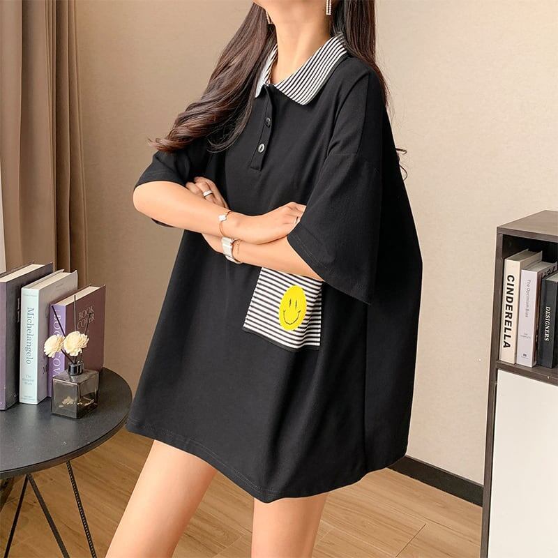 カジュアル お洒落 3色選択可 ストライプ Tシャツ カットソー<ins-3068>