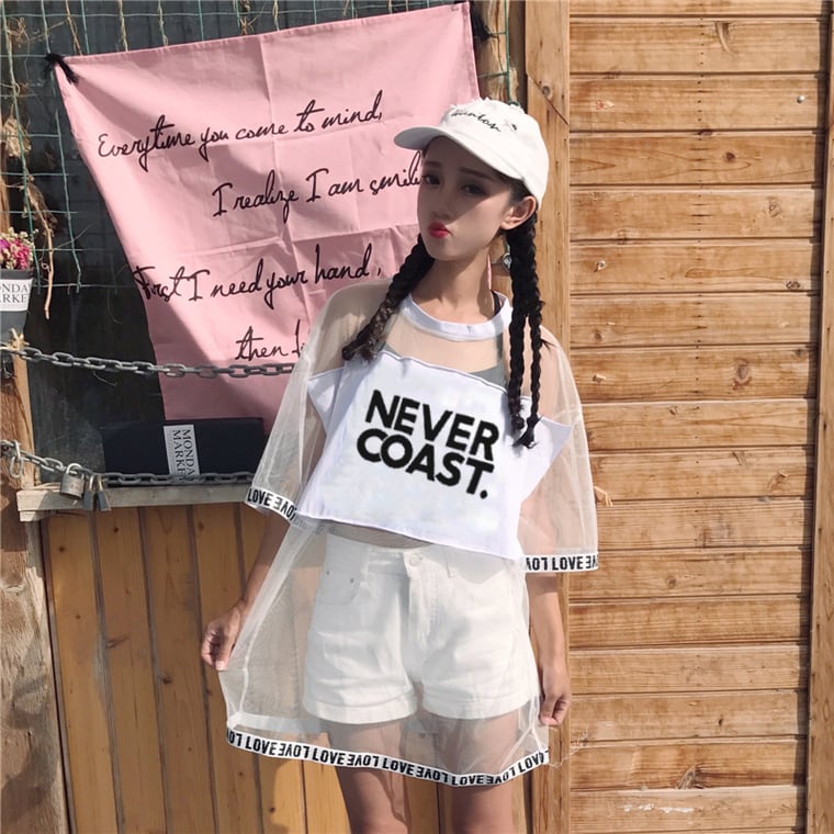 好感度UP アバンギャルド レイヤード風 プリントTシャツ ゆったり半袖<ins-8156>