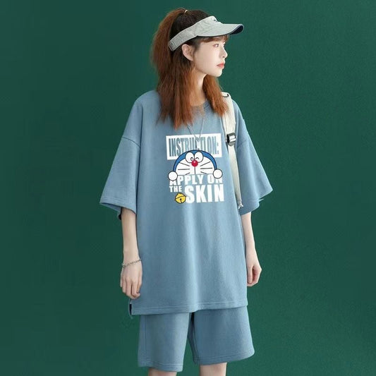 好感度UP カジュアル シンプル 半袖Tシャツⅹパンツセット全4色<ins-8203>