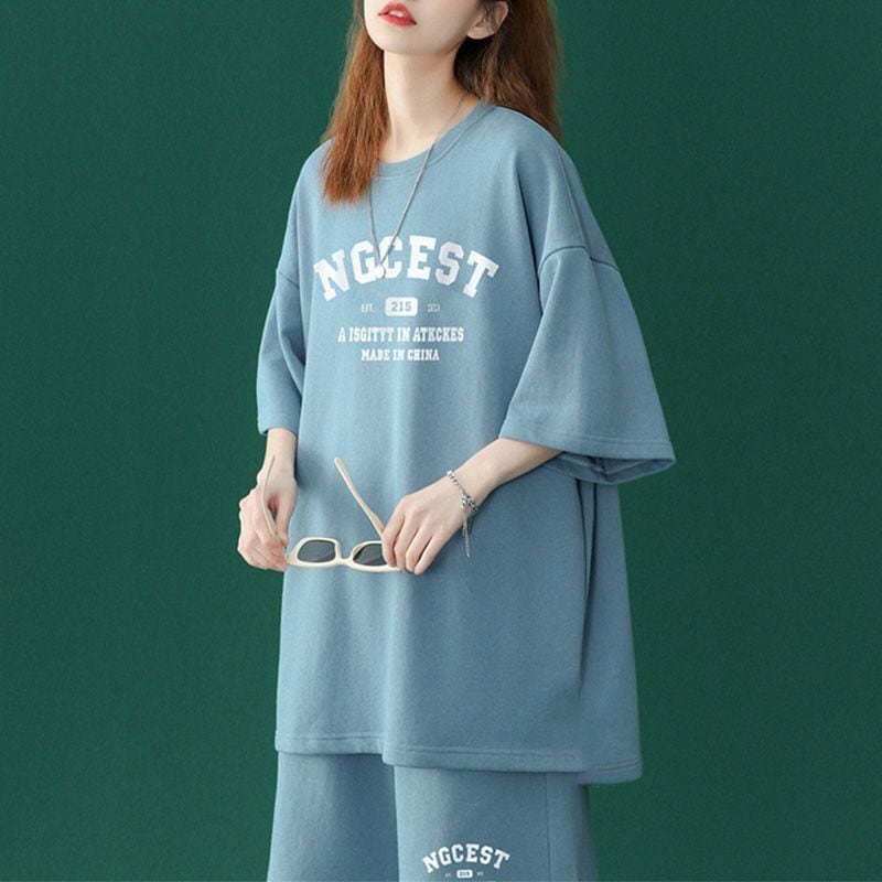 【半額!期間限定!!】売り切れ必至 カジュアル 半袖Tシャツⅹパンツセット全4色 男女兼用<ins-6574>