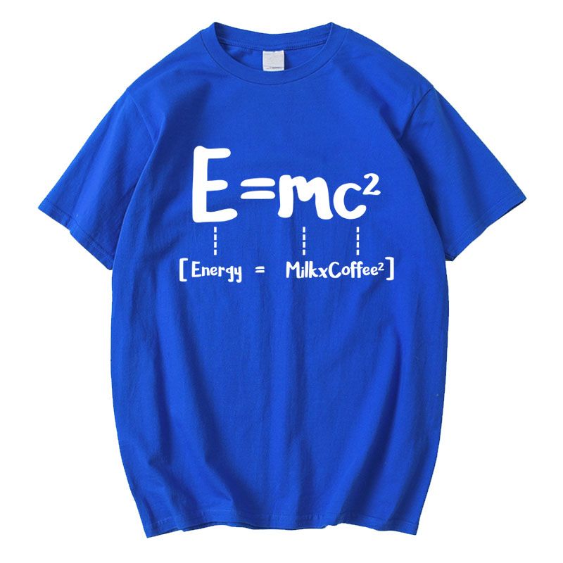早い者勝ち おすすめ 質量とエネルギーの等価性 E = mc² プリントロゴ 半袖 Tシャツ-A2352