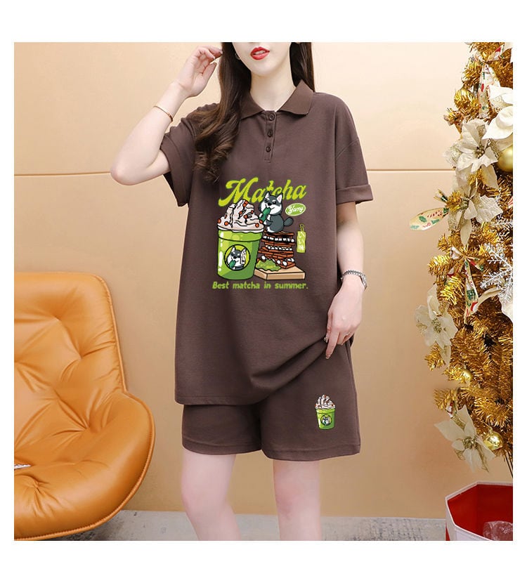 超人気 カジュアル プリント 半袖Tシャツⅹパンツセット全3色 <ins-8528>