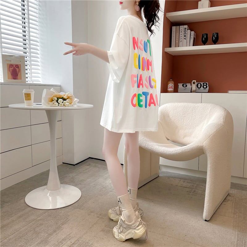 オシャレ度満点 一目惚れ アルファベット Tシャツ カットソー<ins-3071>