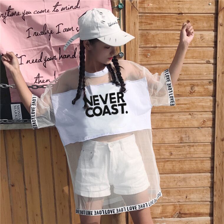 好感度UP アバンギャルド レイヤード風 プリントTシャツ ゆったり半袖<ins-8156>