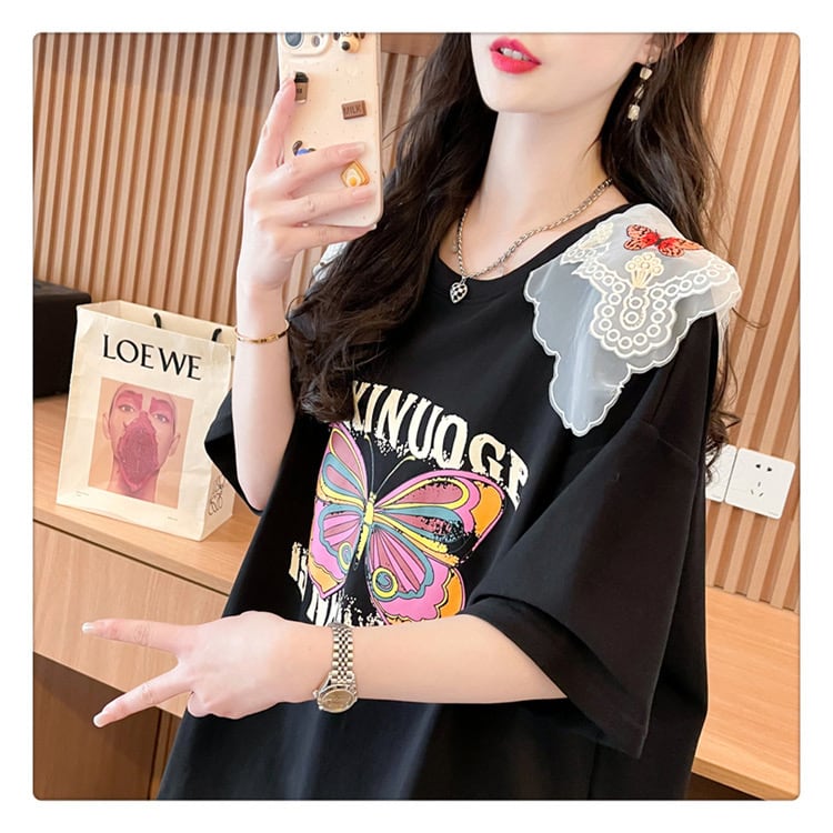 話題沸騰中 ロゴ プリント ゆったり 3色半袖Tシャツ<ins-8316>