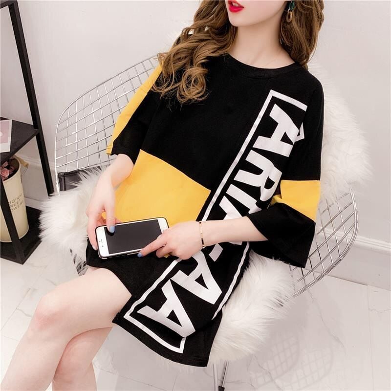 新作 個性派 切り替え プリント  全2色 半袖Tシャツ<ins-8168>