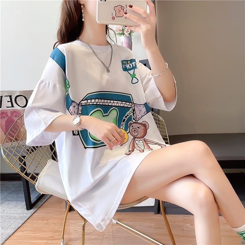 個性的なデザイン 一目惚れ 3色選択可 プリント Tシャツ カットソー<ins-3062>