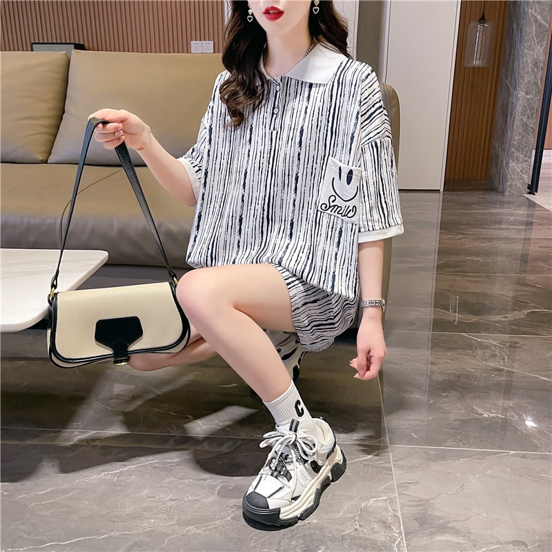 絶対流行 カジュアル プリント ゆったりトップス 半袖Tシャツ 全2色<ins-8314>