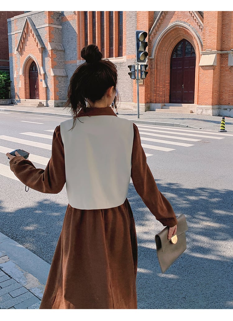 絶対欲しい 上品 知的 二点セット ワンピース<ins-8142>