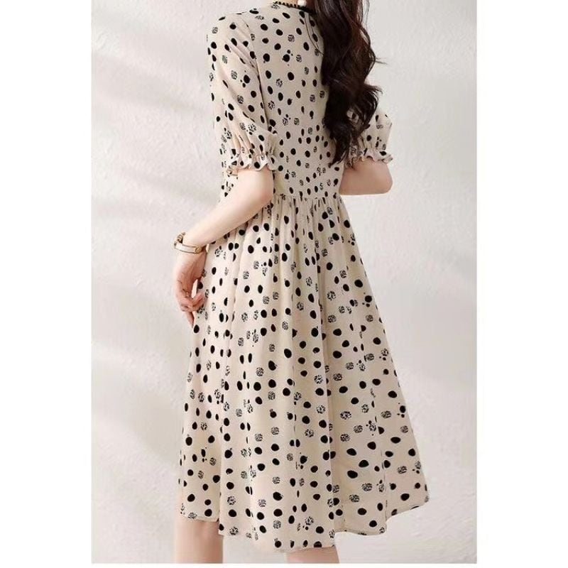 今季マストバイ カジュアル エレガント ドット柄 ワンピース<ins-8354>