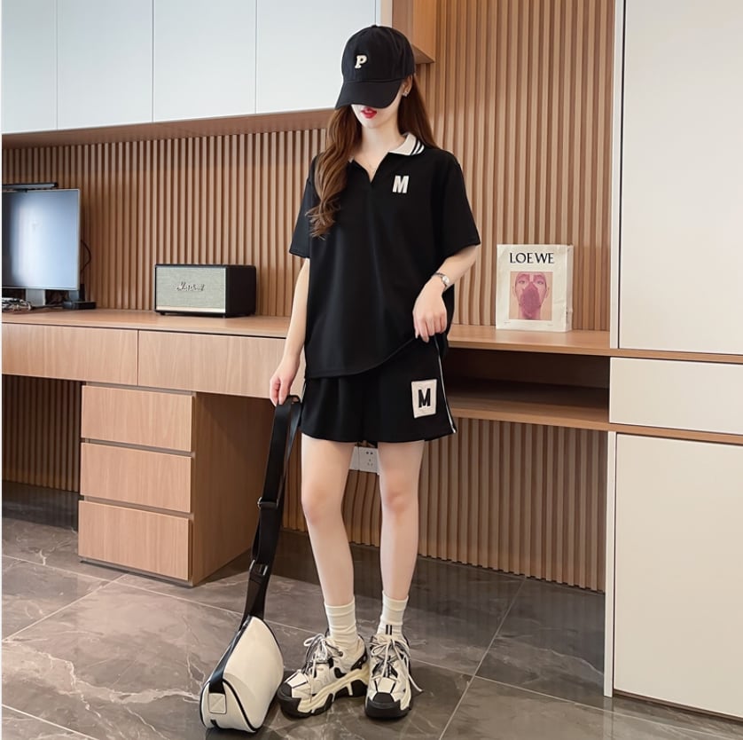 売り切れ必至 ルーズ 半袖Tシャツⅹパンツセット全2色<ins-8190>