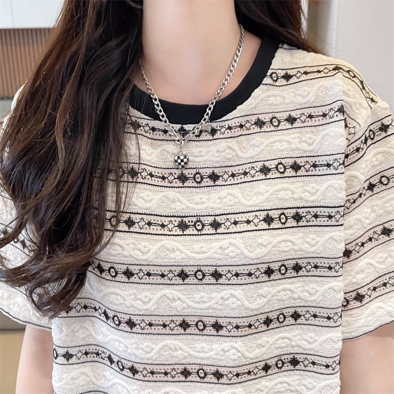 おすすめ 着心地抜群 ストライプ柄 半袖 Tシャツ<ins-8264>