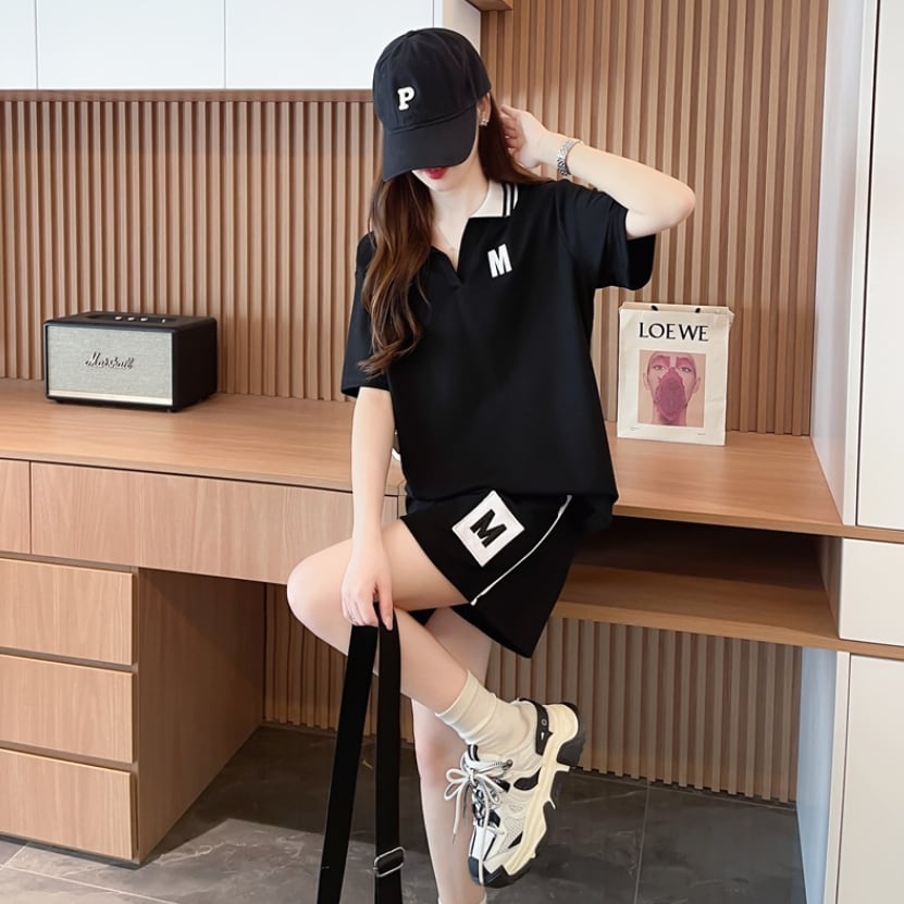 売り切れ必至 ルーズ 半袖Tシャツⅹパンツセット全2色<ins-8190>