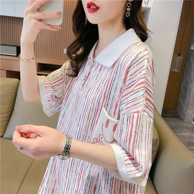 絶対流行 カジュアル プリント ゆったりトップス 半袖Tシャツ 全2色<ins-8314>