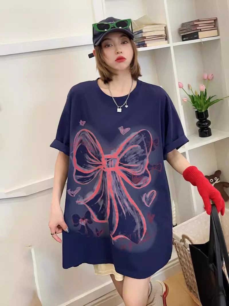 個性的なデザイン ラウンドネック プリント 半袖 Tシャツ カットソー<ins-8273>