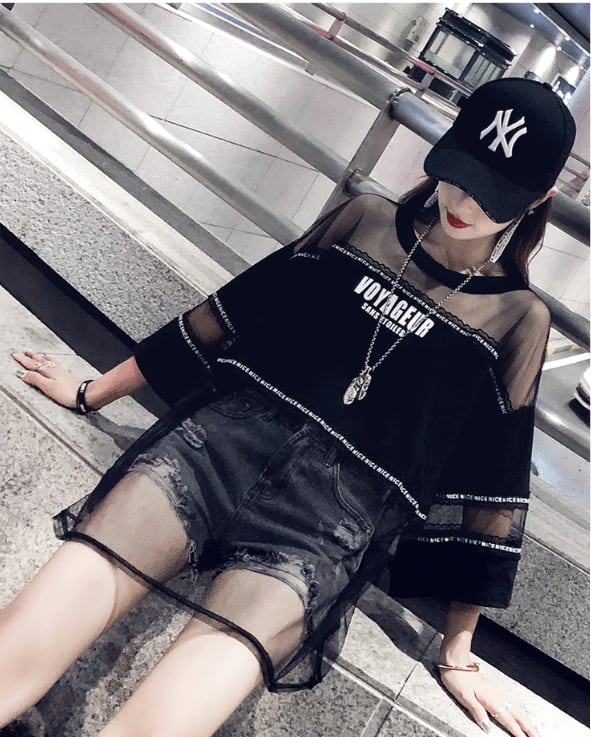 話題沸騰中 アバンギャルド レイヤード風 プリントTシャツ ゆったり半袖<ins-8102>