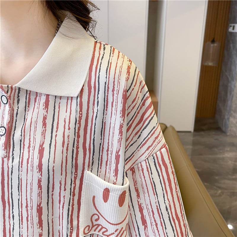 絶対流行 カジュアル プリント ゆったりトップス 半袖Tシャツ 全2色<ins-8314>