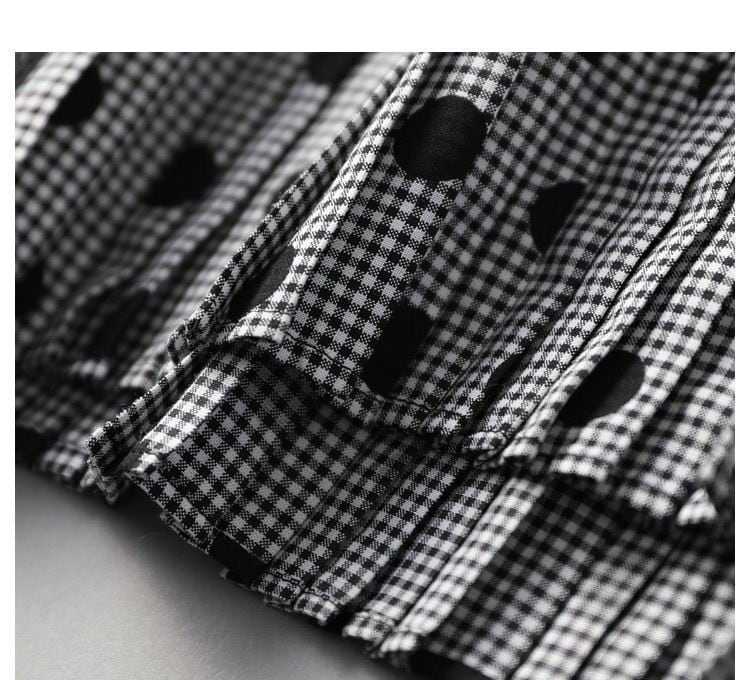 絶対欲しい エレガント スウィート ドット柄 半袖ワンピース<ins-8364>