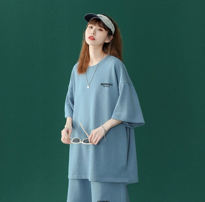 【半額セール】早い者勝ち 男女兼用 半袖Tシャツⅹパンツセット全4色<ins-6549>