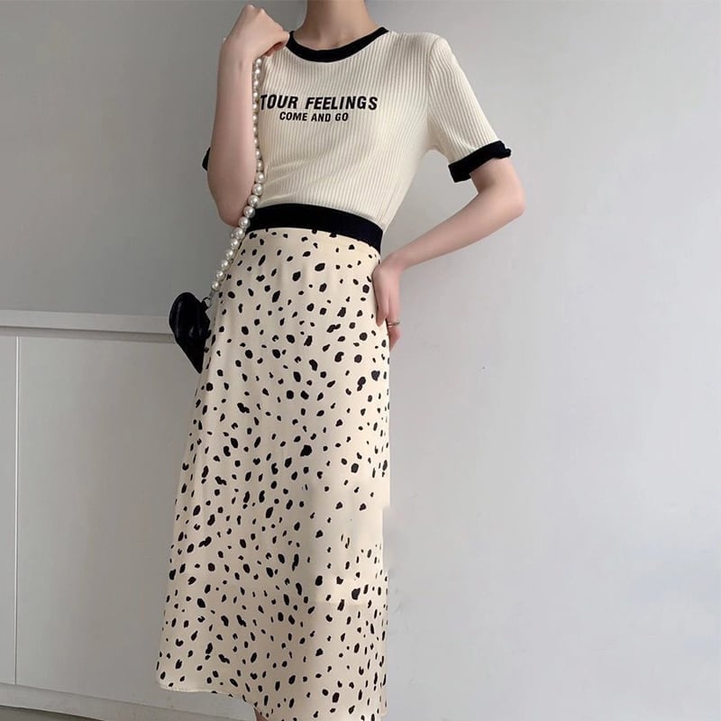 ゆったり感アップ ファッション アルファベット Tシャツ カットソー<ins-3077>