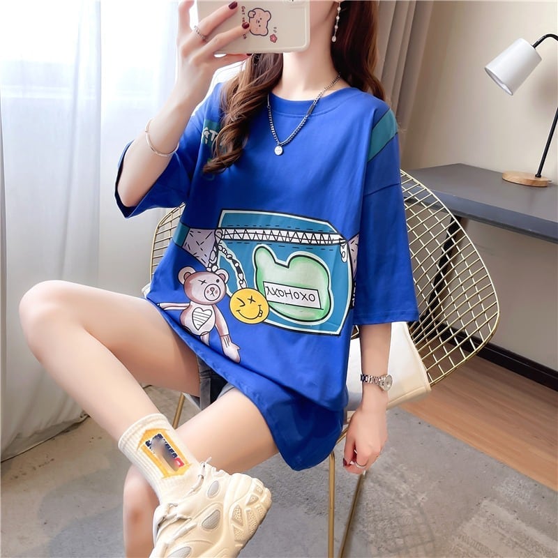 個性的なデザイン 一目惚れ 3色選択可 プリント Tシャツ カットソー<ins-3062>