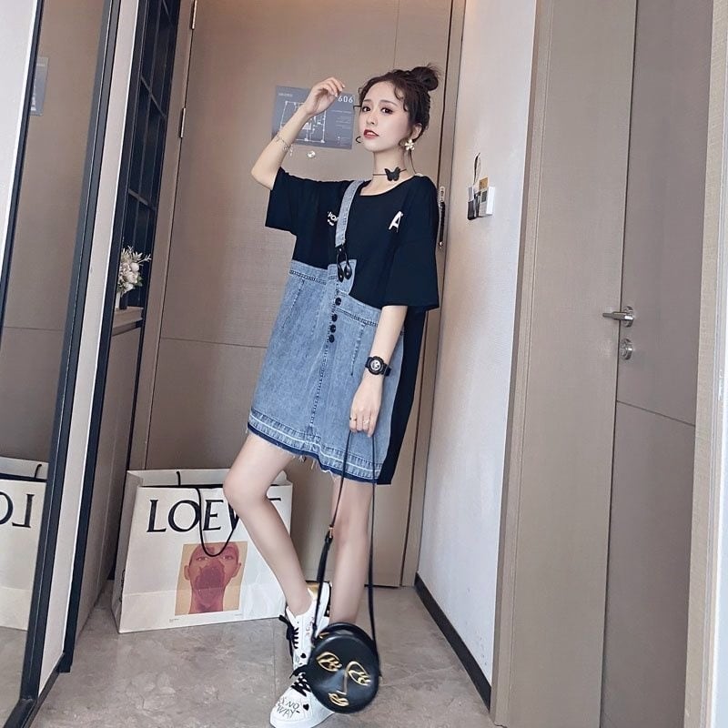 個性的なデザイン 一目惚れ 2色選択可 レイヤード風 Tシャツ カットソー<ins-8286>