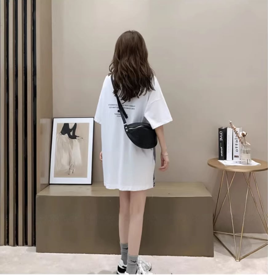 個性的なデザイン 一目惚れ 2色選択可 レイヤード風 Tシャツ カットソー<ins-8286>