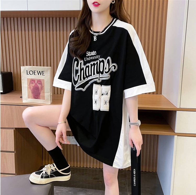 絶対流行 個性的なデザイン 一目惚れ 2色選択可 プリント Tシャツ カットソー<ins-8279>