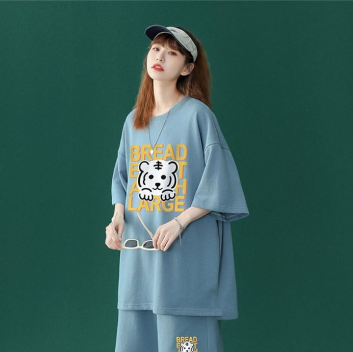 大人可愛い ルーズ 半袖Tシャツⅹパンツセット全5色 男女兼用<ins-6555>
