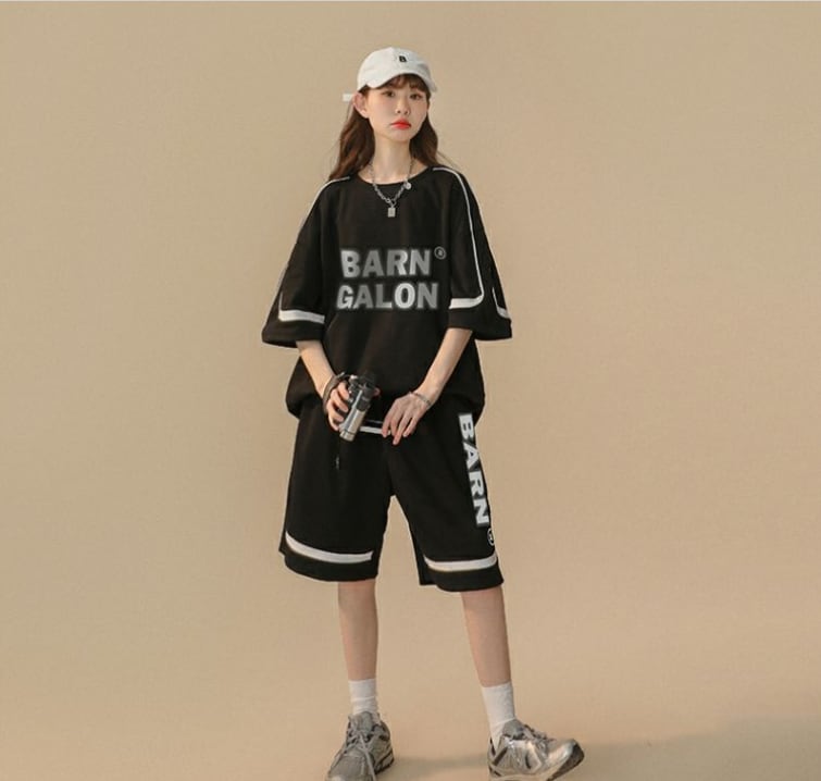 大好評 カジュアル ファッション ルーズ半袖Tシャツⅹパンツセット<ins-6539>