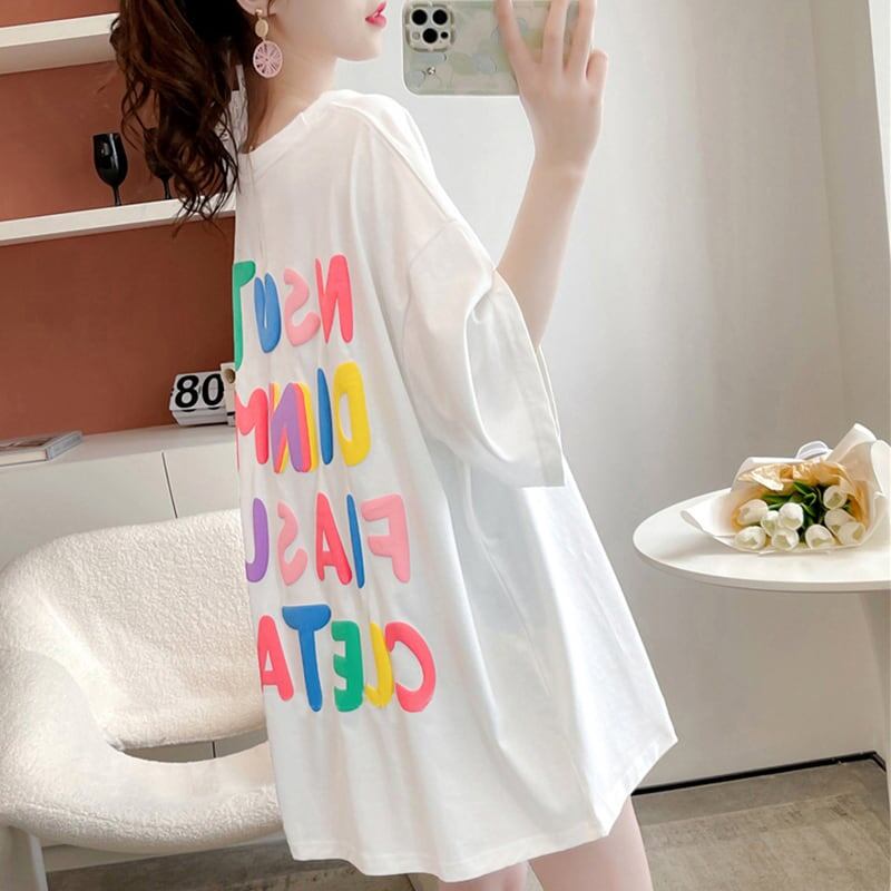 オシャレ度満点 一目惚れ アルファベット Tシャツ カットソー<ins-3071>