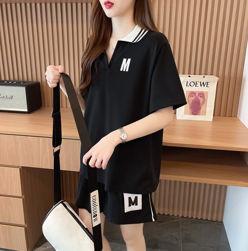 売り切れ必至 ルーズ 半袖Tシャツⅹパンツセット全2色<ins-8190>