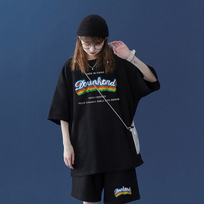 【半額セール】早い者勝ち 半袖Tシャツⅹパンツセット全4色 男女兼用<ins-6553>