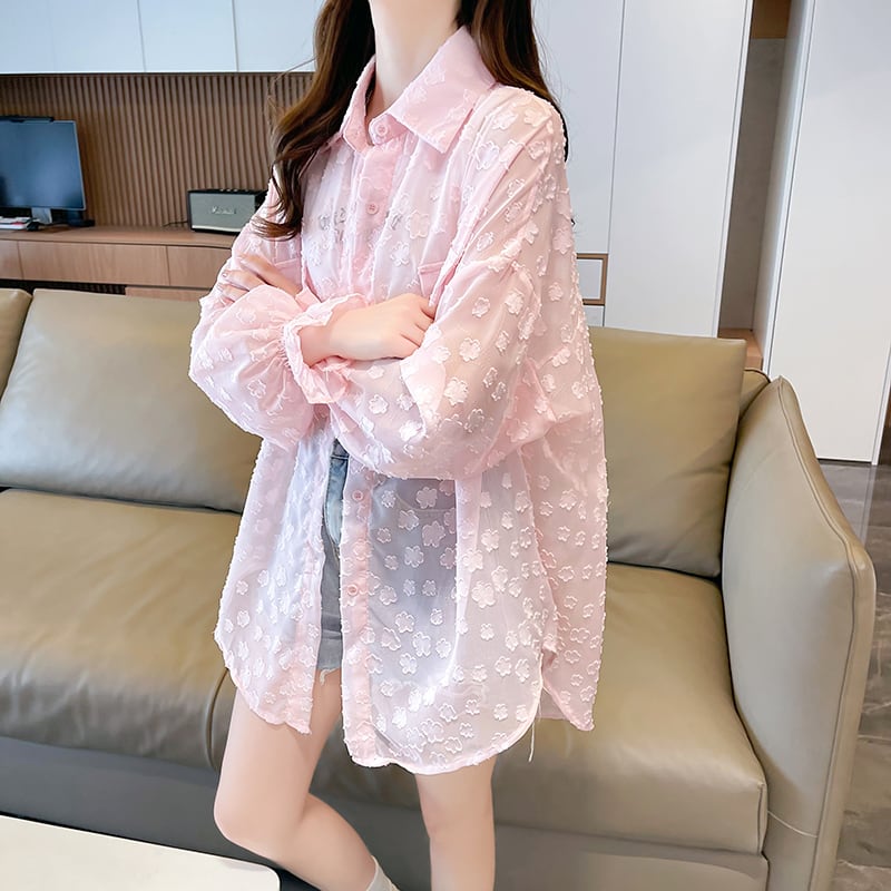 定番シンプル UV対策合わせやすい カジュアル ゆったりシャツ 全3色<ins-8370>
