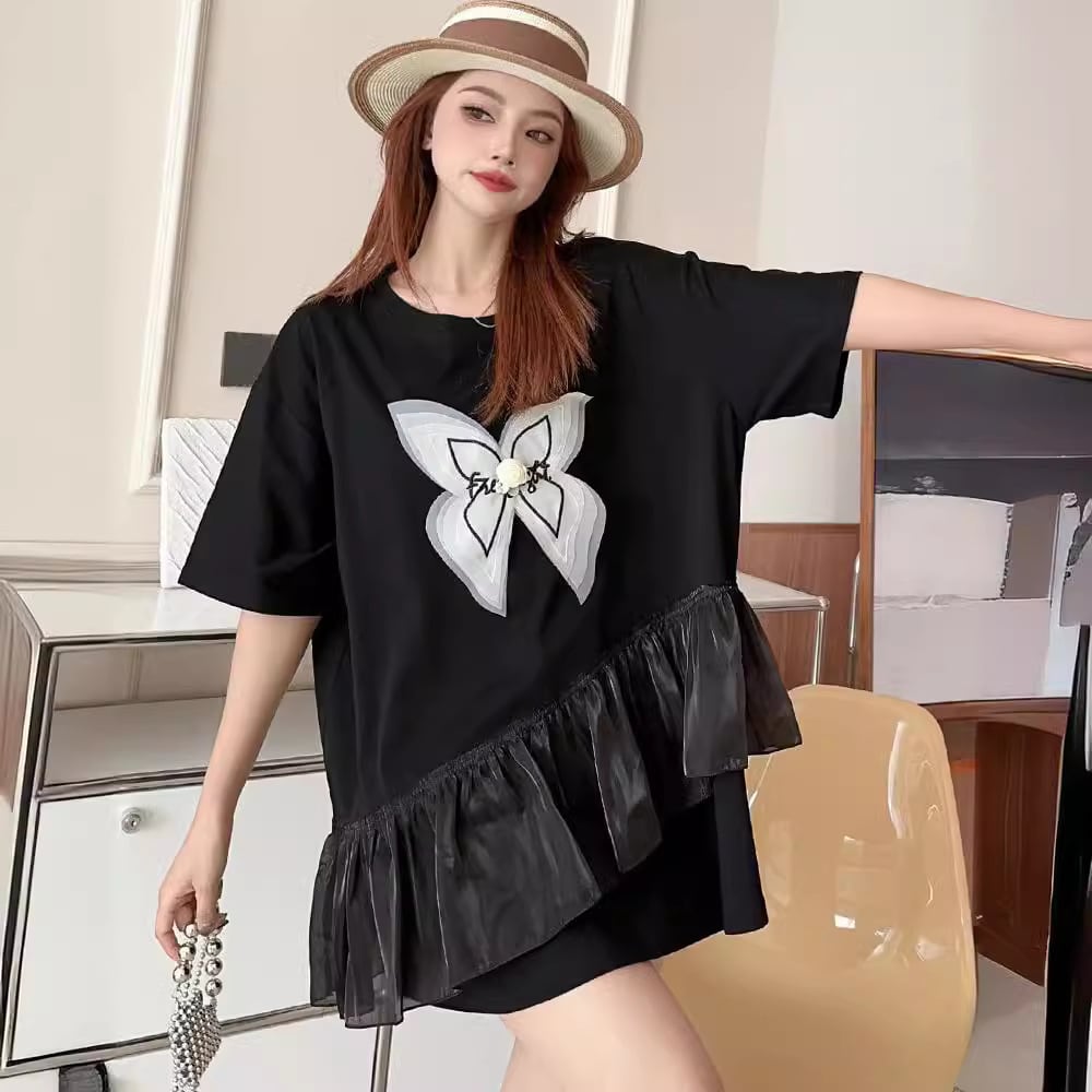 絶対欲しい キュート 切り替え プリントゆったり 半袖Tシャツ 全5色<ins-8271>